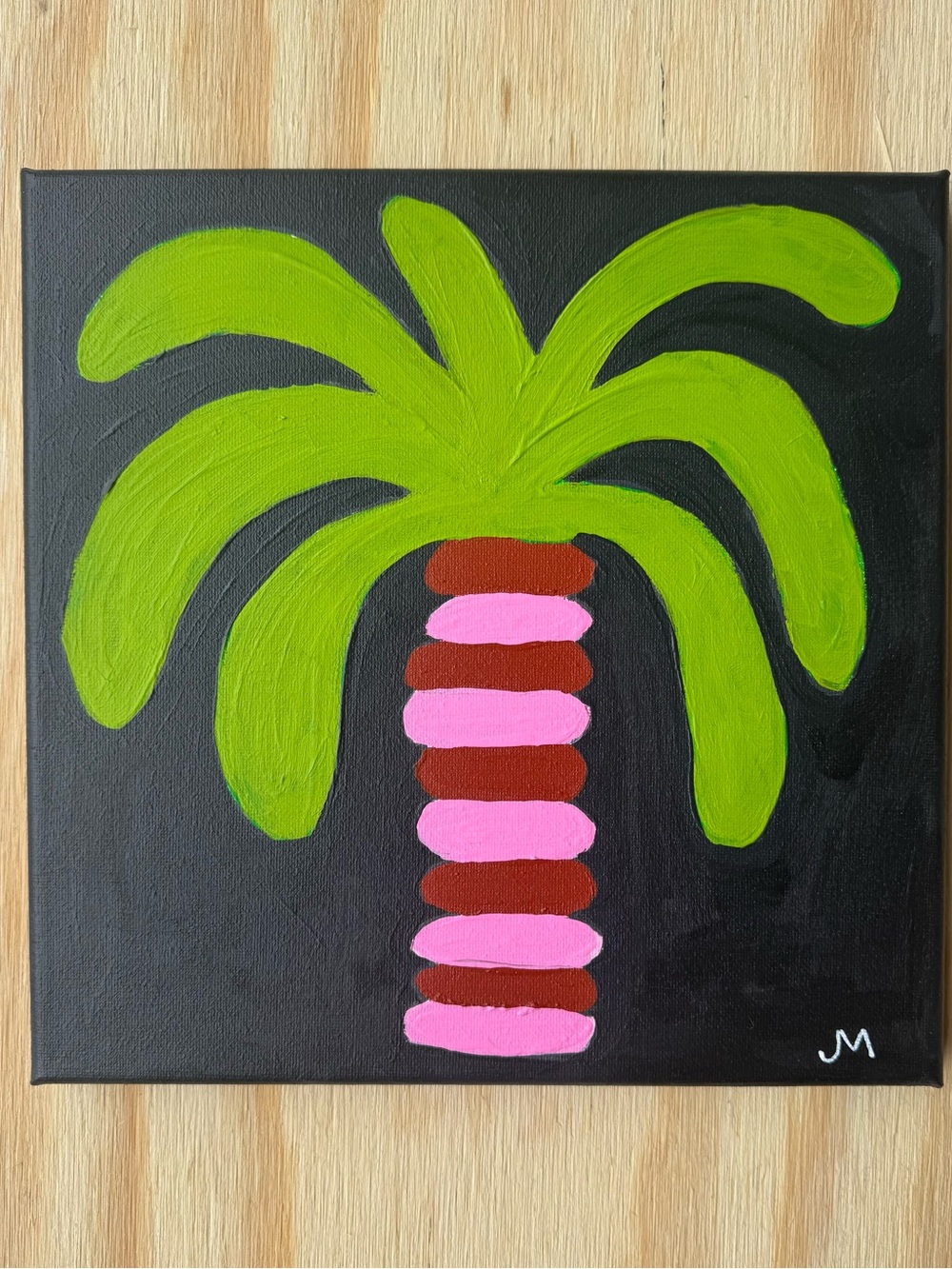 Green & Pink Palm tree Painting